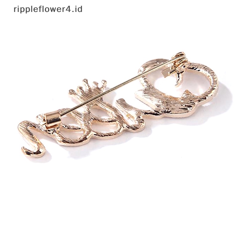 {rippleflower4.id} Fashion Wanita Berlian Imitasi Ratu Huruf Bentuk Mahkota Dekorasi Bros Pin Perhiasan~