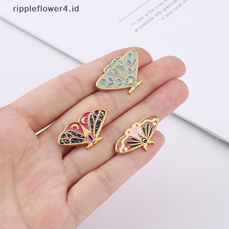 {rippleflower4.id} Warna Enamel Pin Art Paing Serangga Tas Bros Kerah Lencana Kartun Perhiasan~