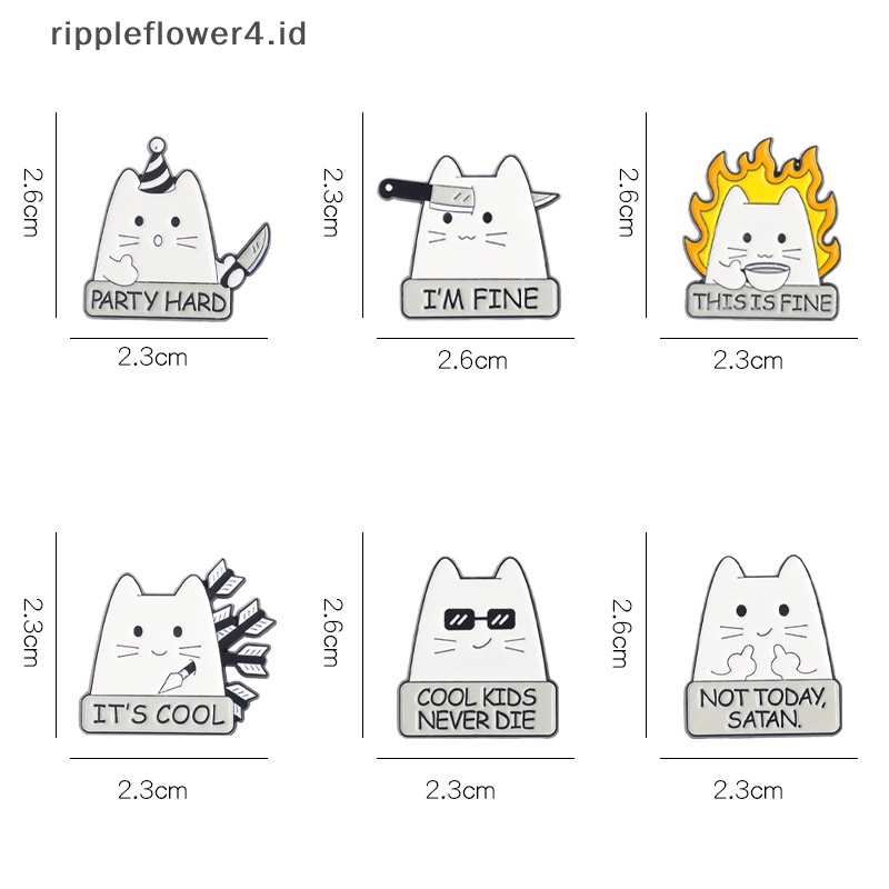 {rippleflower4.id} 1pcs Kreatif Trendi Kartun Kucing Kerah Bros Lencana Pin Denim Tas Hadiah Pria Wanita Fashion Perhiasan~