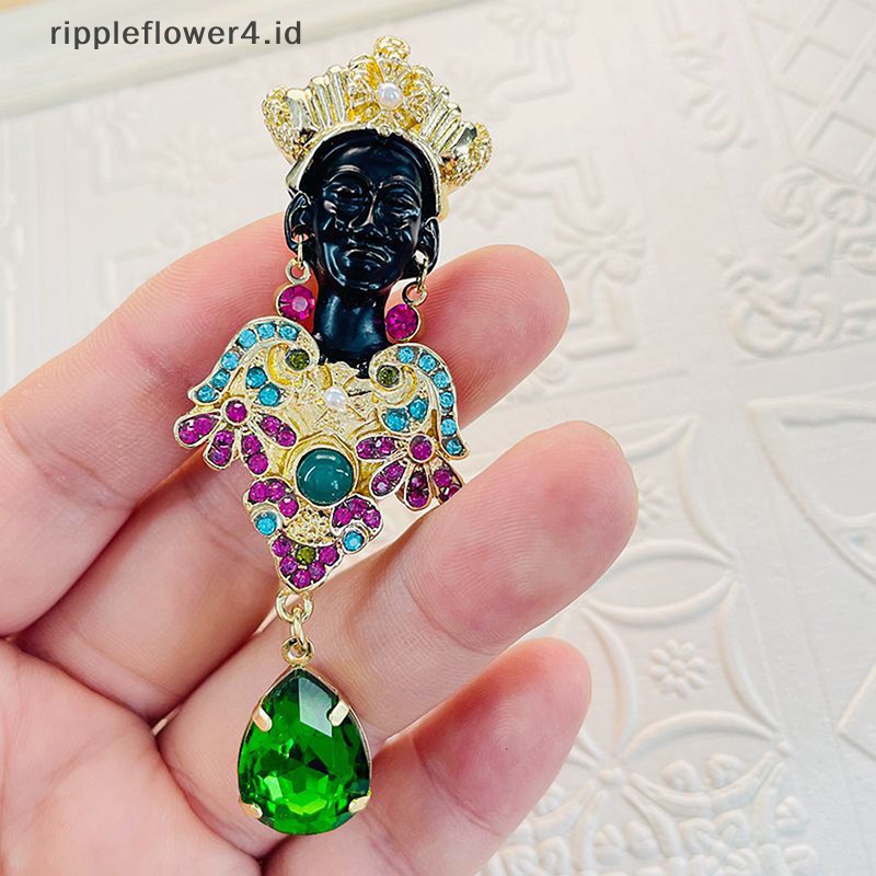 {rippleflower4.id} Fashion Hijau Tetesan Air Berlian Imitasi Rumbai Korsase Afrika Wanita Bros Berlian Imitasi Cantik Lady Pesta Kantor Bros Pin Hadiah~