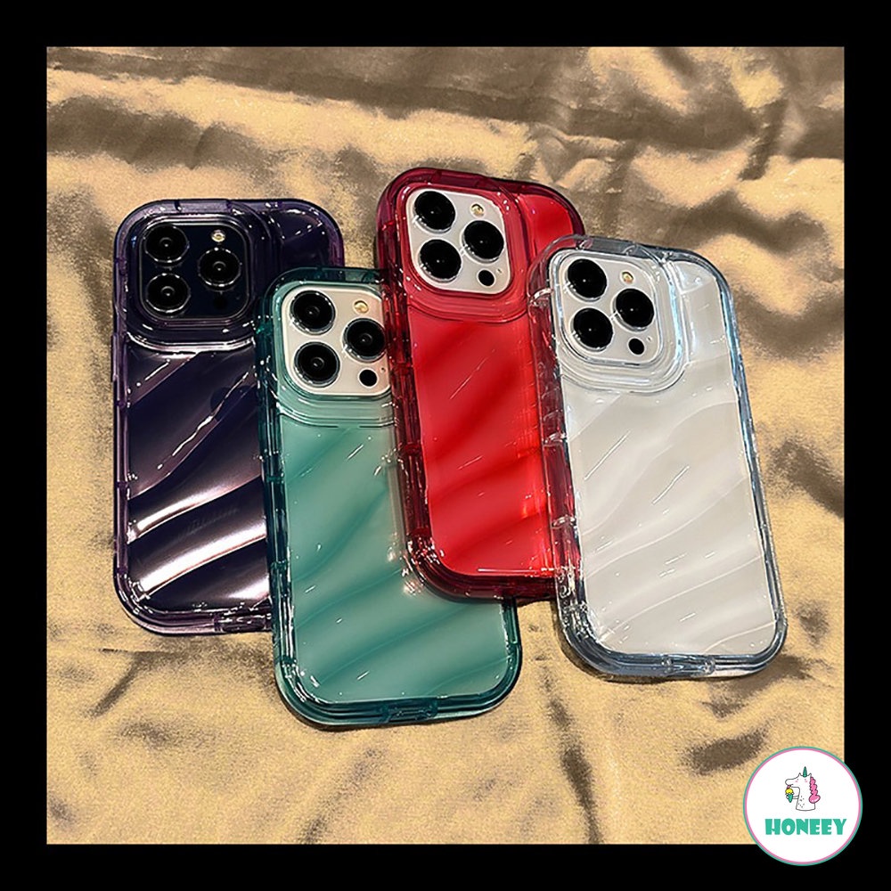 Casing Motif Gelombang Transparan Untuk iPhone 14 Pro Max13 12 11 Pro Max X XR XS Max7 8 Plus Soft Cover Tahan Guncangan Anti Jatuh