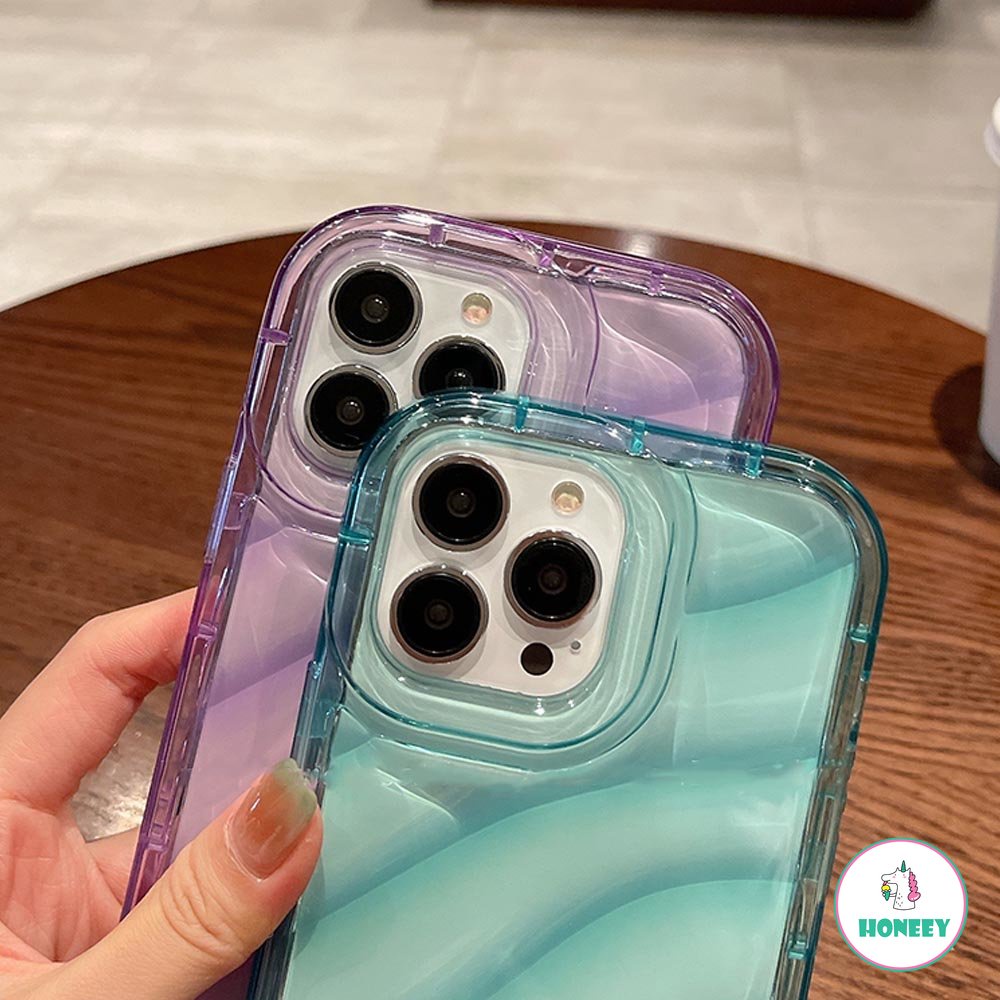 IPHONE Casing Tekstur Gelombang Fashion Untuk Iphone11 12 13 14 Pro Max XR X XS Max Transparan Shockproof Lembut TPU Penutup Belakang