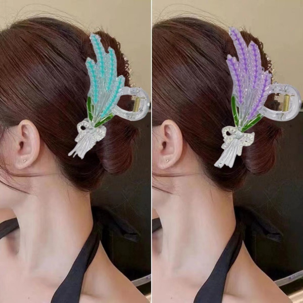 Women Korean INS Style Simple Daily Hair Pins/Klip Rambut Telinga Gandum Akrilik Warna-Warni/Klip Hiu Besar Ponytail Holder/Jepit Elegan Hiasan Kepala Aksesoris Rambut