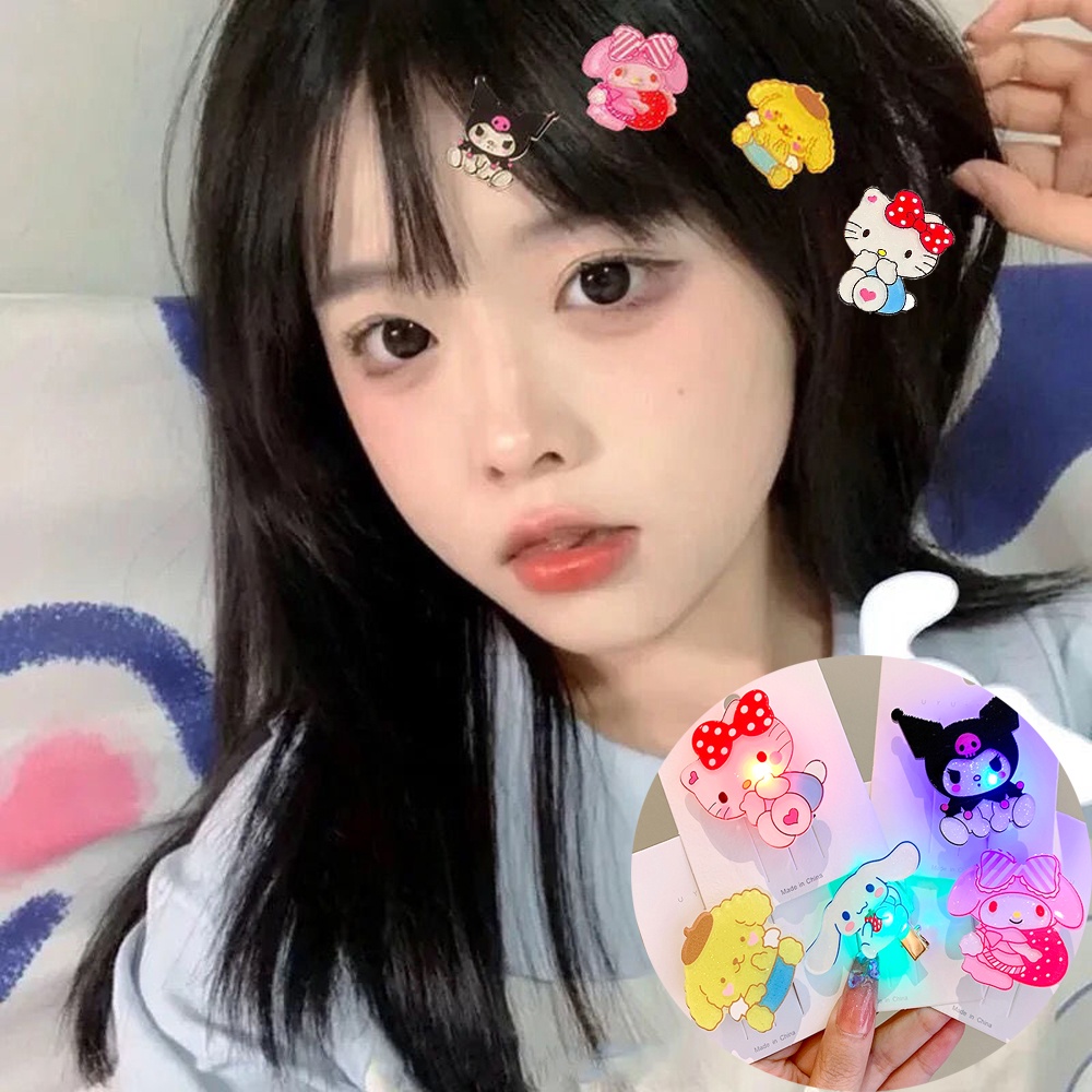 [Unggulan] 1pc Korean Style Ladies Side Bangs Clip Sanrio Shining Hair Clip Cute Traceless Duckbill Clip Summer Hairpin Girls Barrettes Aksesoris Rambut Alat Styling Rambut