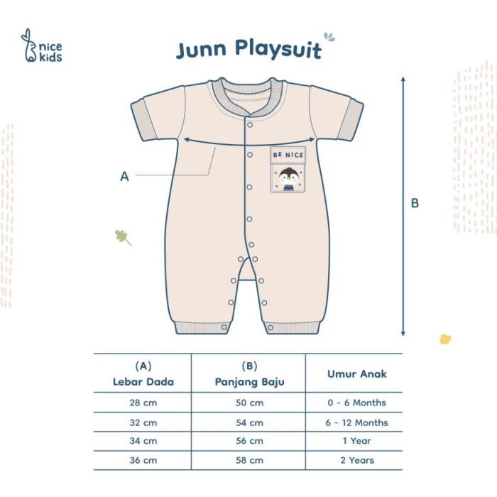 Nice Kids Playsuit - Junn Playsuit Baby New Born 0-2 tahun