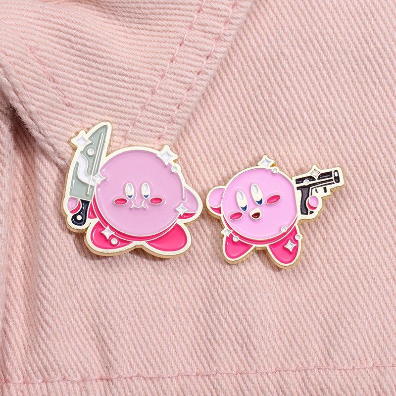 Permainan Anime Kirby Bros Enamel Logam Pin Ransel Pakaian Lapel Lencana Kartun Perhiasan Hadiah Untuk Teman Penggemar