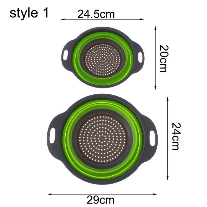 𝘈𝘉𝘎✰ Baskom Saringan Lipat Silikon Tempat Cuci Peniris Beras Buah Sayuran 1126