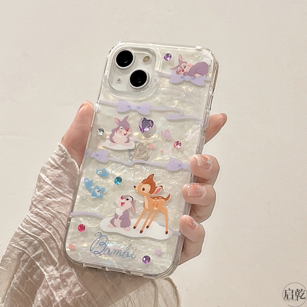 Ins Fawn Bambi Cocok Untuk iPhone 14 Pro Max Casing Ponsel iPhone Double-layer Motif Printing Kompatibel Dengan Iphone13 13pro 13prm iPhone 11 11pro 14plus 12Pro Max Casing Ponsel TPU Tahan Guncangan