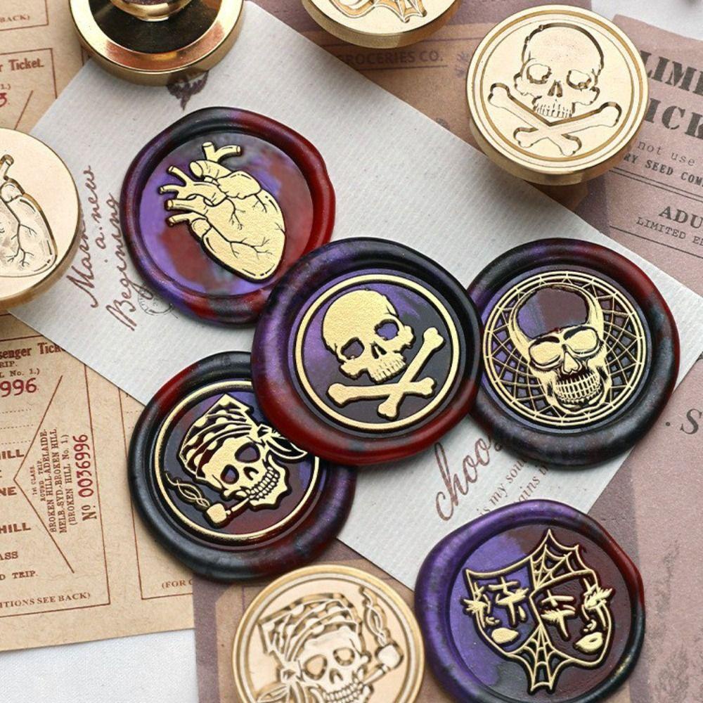 [Elegan] Wax Seal Stamp Head Wedding Skull Kerajinan Dekorasi Engagement Hand Akun DIY Album Amplop Cat Api Seal Stamp