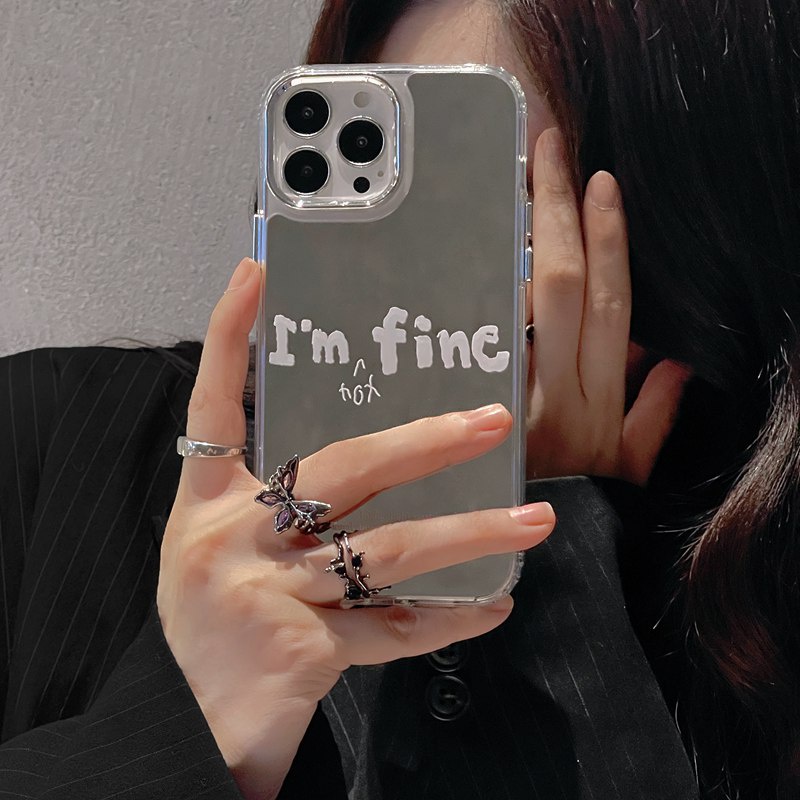 Fashion Silver I'm Fine Mirror Soft TPU Case iP iPhone 11 12 13 14 Pro Max New FTD Casing Apple