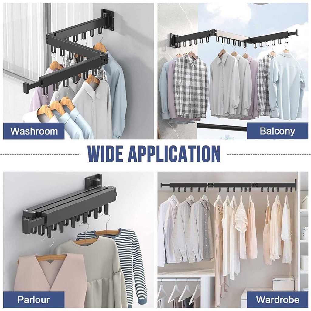 Jemuran Gantungan Baju Lipat Hanger Retractable 3 Fold 18 Hook