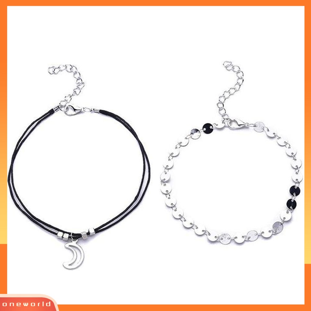 [WOD] 2pcs /Set Bulan Pesona Payet Gelang Kaki Wanita Pantai Sandal Barefoot Ankle Bracelet