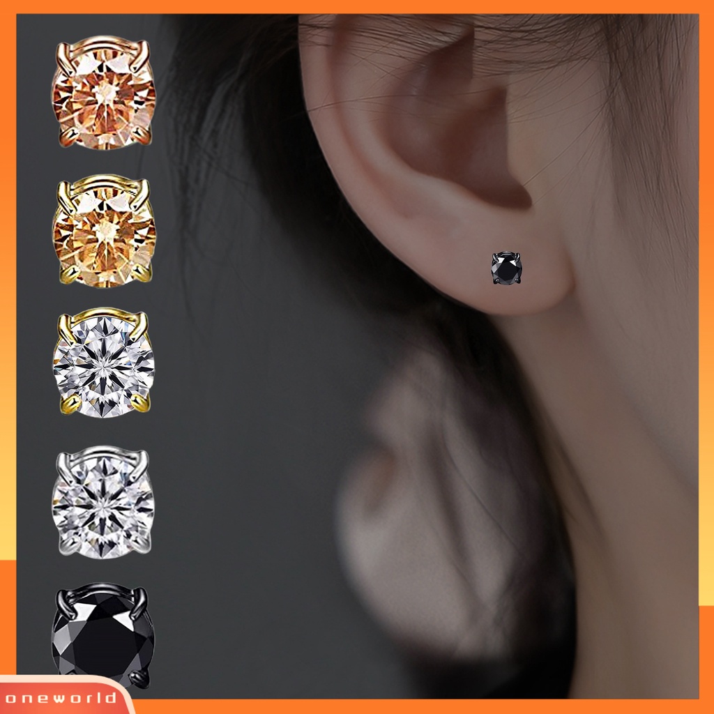 [WOD] 1pc Klip Telinga Non Piercing Tidak Sakit ic Geometris Kilau Terang Wanita Pria Cubic Zirconia Klip Anting Perhiasan Dekorasi Hadiah Untuk Pesta