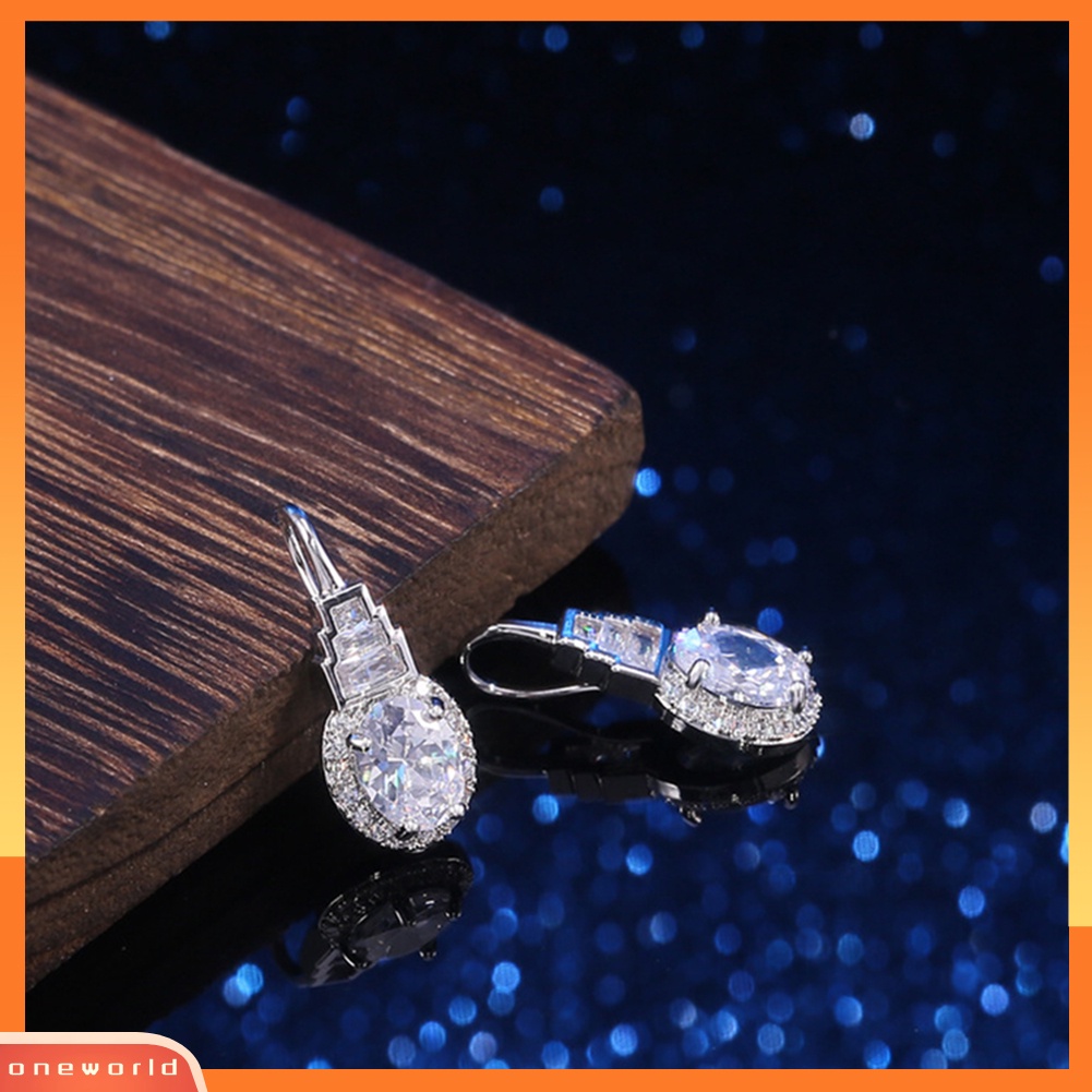 [WOD] Fashion Wanita Pagoda Kubik Zirkon Menjuntai Eardrop Kait Anting Perhiasan Hadiah