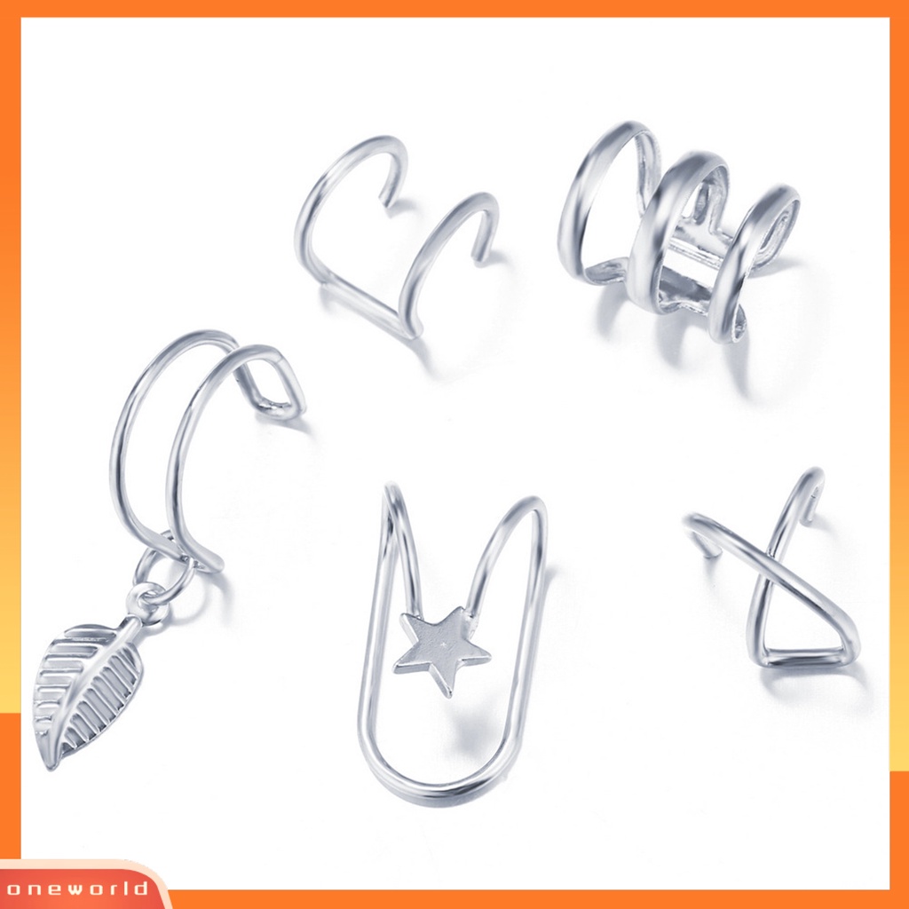 [WOD] 5pcs /Set Kreatif Ganda C U-shaped Cartilage Non-pierced Ear Clip Earrings