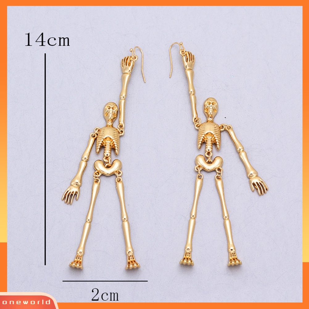 [WOD] Fashion Wanita Tengkorak Tengkorak Menjuntai Drop Panjang Hoop Earrings Pesta Perhiasan Hadiah