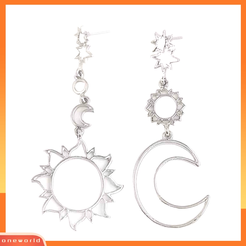 [WOD] Bohemia Berongga Bintang Matahari Bulan Menjuntai Panjang Wanita Stud Anting Telinga Perhiasan Hadiah