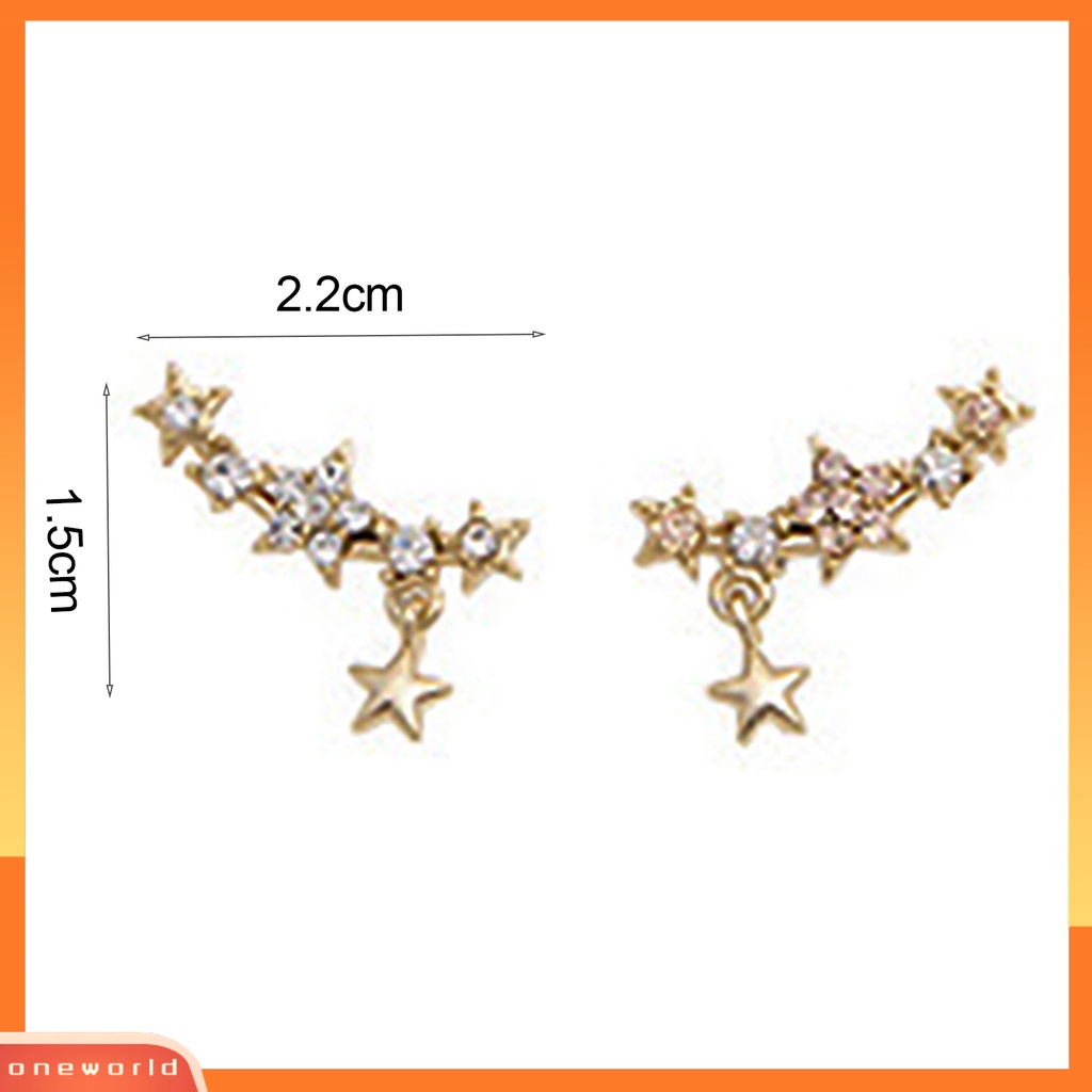 [WOD] 1pasang Ear Studs Piercing Perhiasan Hadiah Alloy Anting Liontin Bintang Berujung Lima Untuk Kehidupan Sehari-Hari