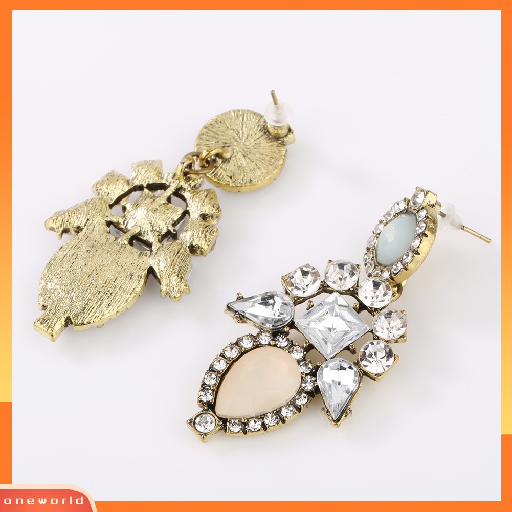 [WOD] Wanita Fashion Indah Pesona Berlian Imitasi Mengkilap Bunga Menjuntai Ear Stud Earrings