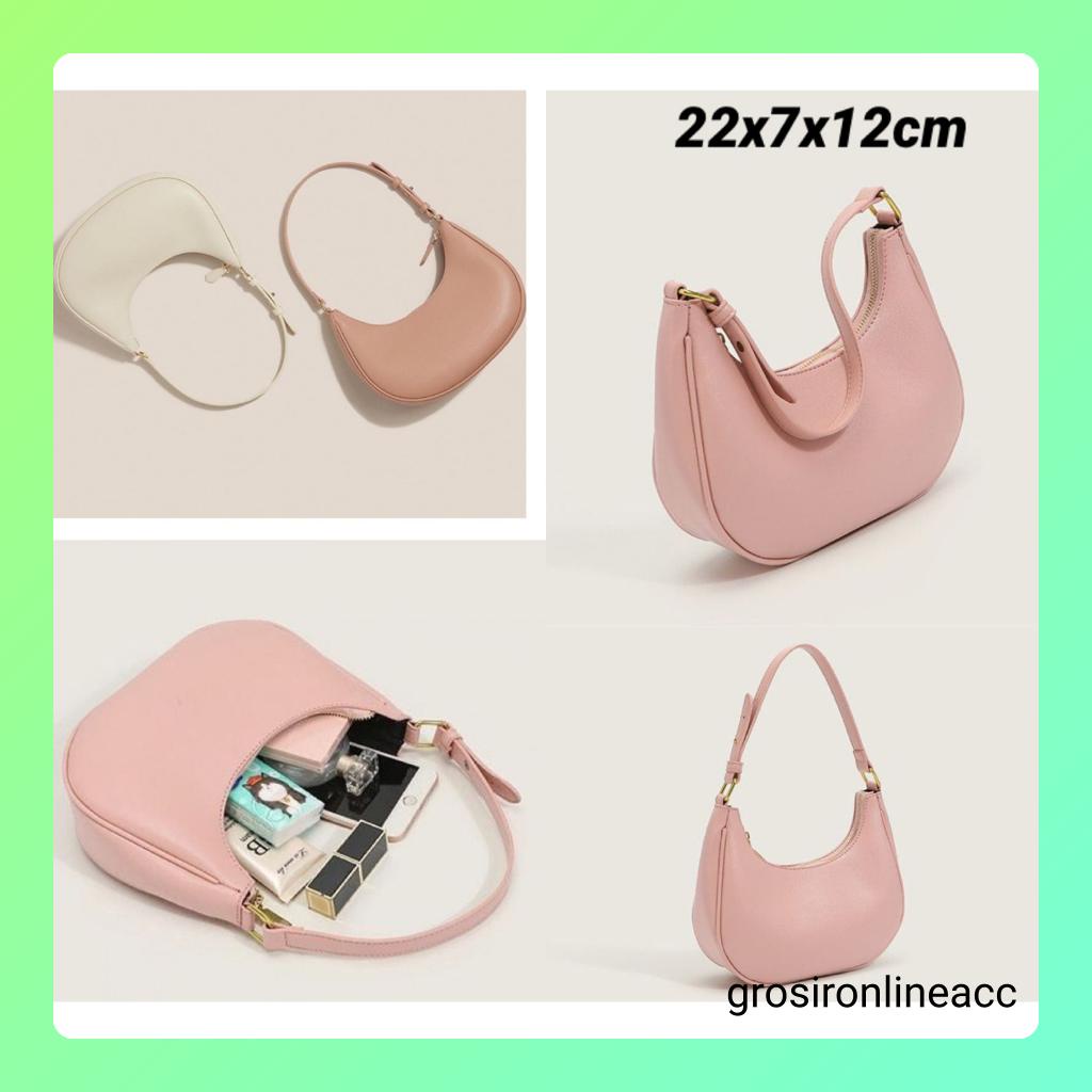 NEW Tas Wanita Selempang FT75 kulit kilat polos macaron 22 x 7 x 12 cm