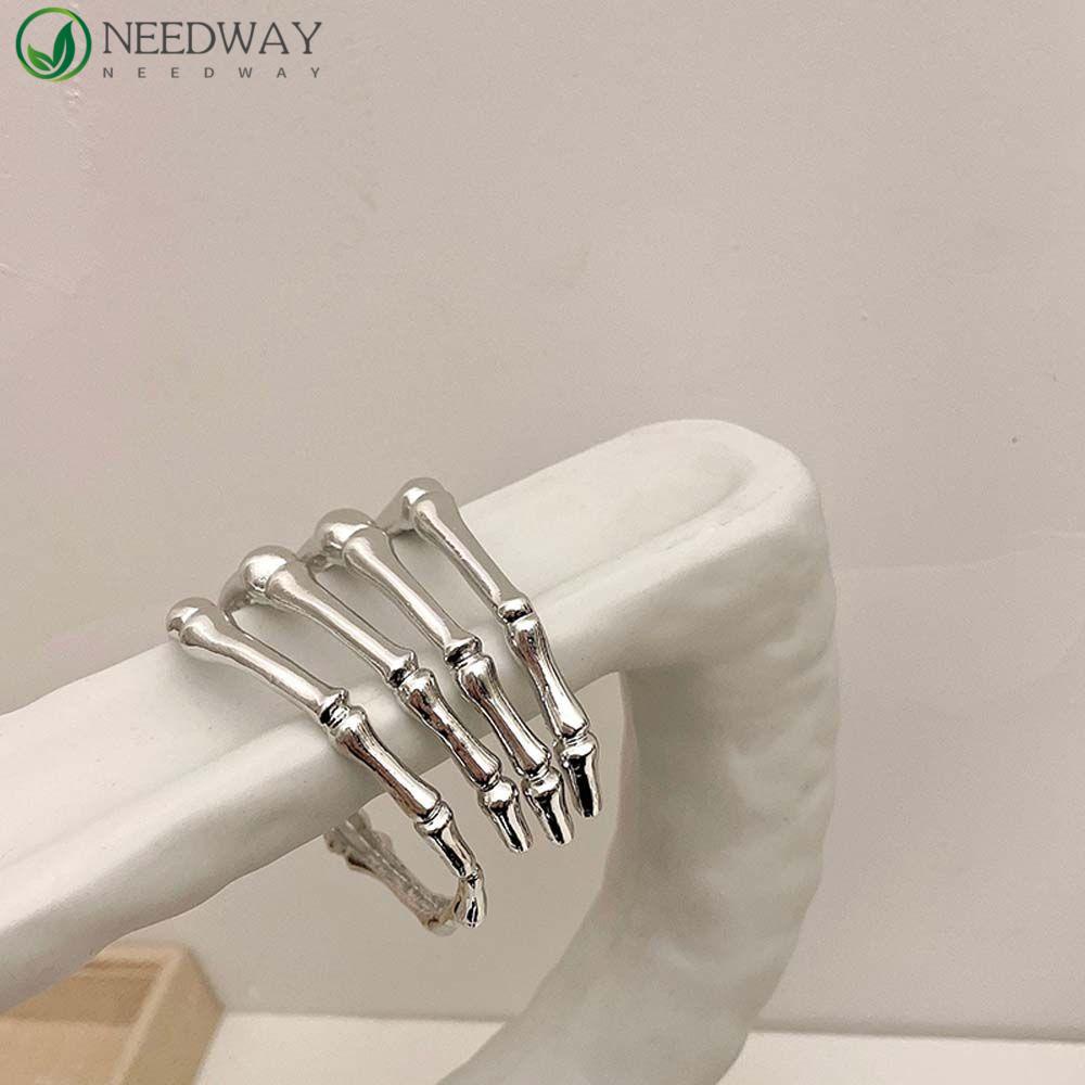 Needway Skeleton Tangan Gelang Punk Berlebihan Pesta Perhiasan Cincin Lengan Halloween Hadiah Hantu Cakar Armlet