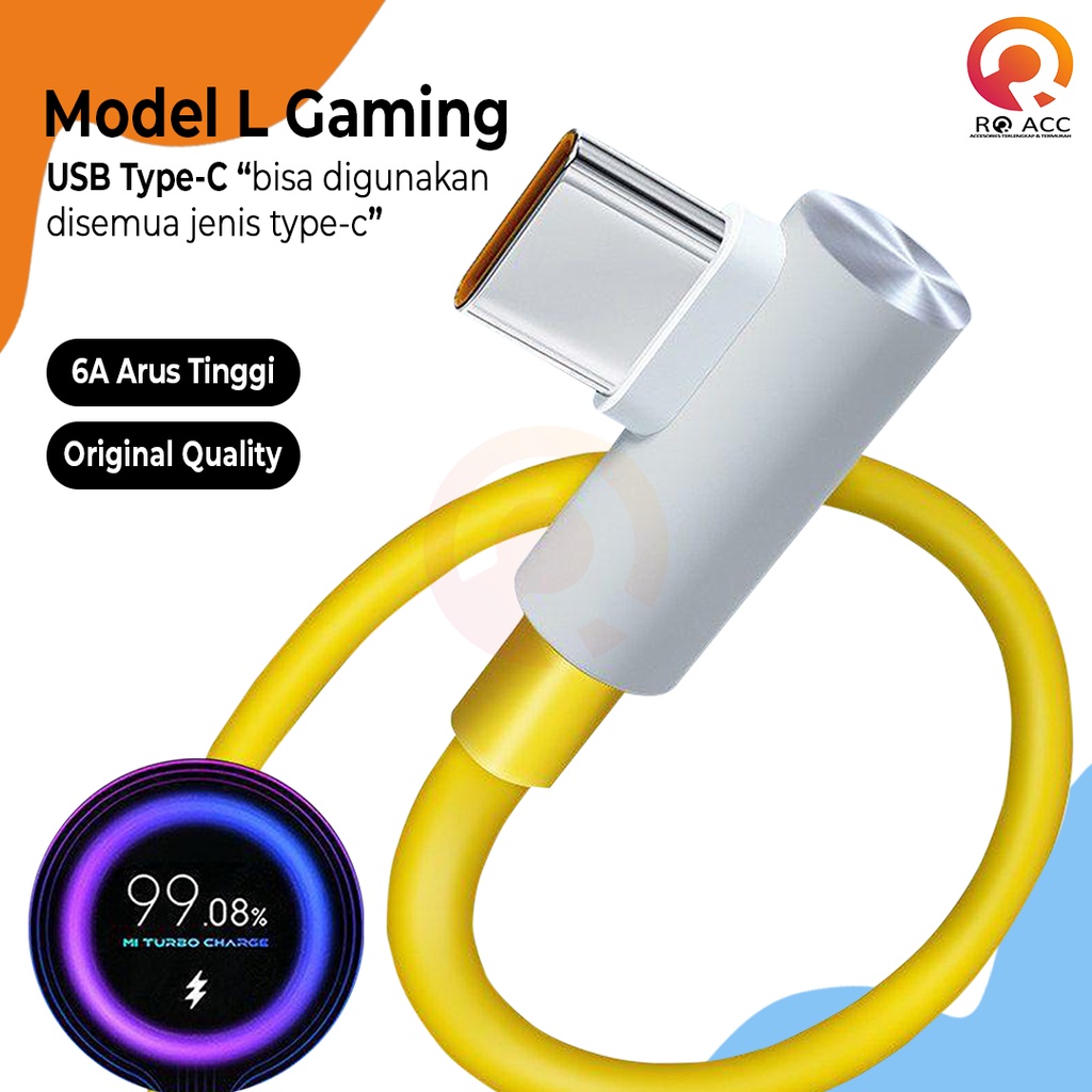 [RO ACC] ELBOW KABEL DATA CHARGER XIAOMI 6A 120W TYPE C TURBO FAST CHARGING ORIGINAL