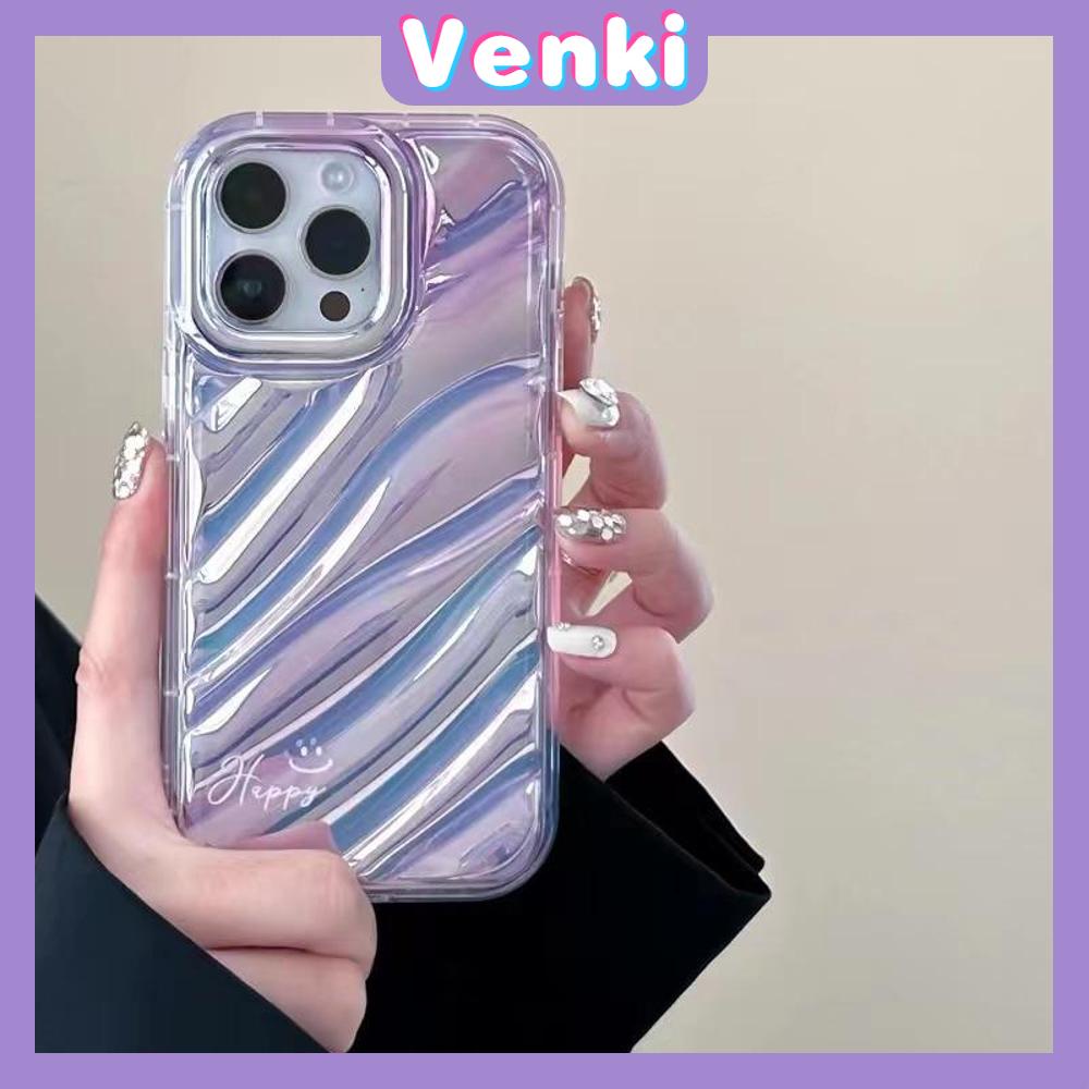 VENKI - iPhone Case untuk iPhone 11 Laser Reflektif Bening Phone Case TPU Soft Shockproof Airbag Case Senyum Sederhana Kompatibel dengan iPhone 14 13 Pro Max 12 Pro Max XR XR 7Plus 8Plus