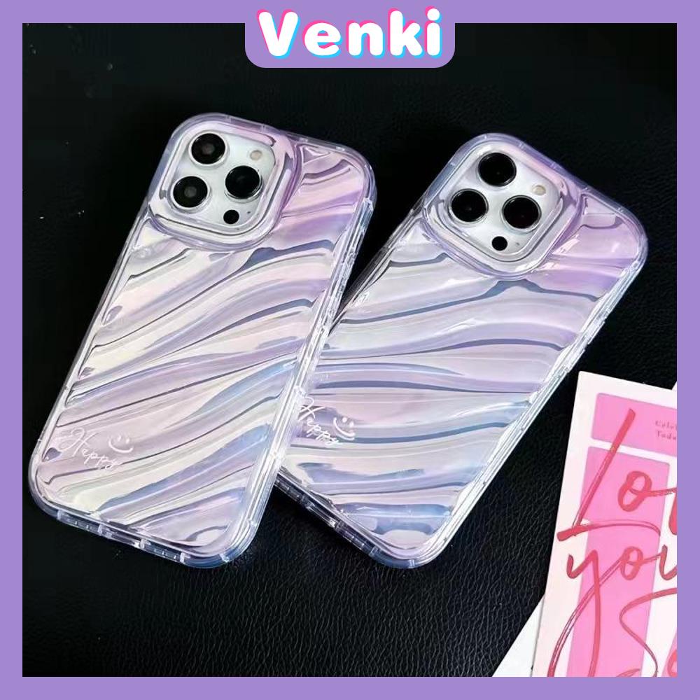 VENKI - iPhone Case untuk iPhone 11 Laser Reflektif Bening Phone Case TPU Soft Shockproof Airbag Case Senyum Sederhana Kompatibel dengan iPhone 14 13 Pro Max 12 Pro Max XR XR 7Plus 8Plus