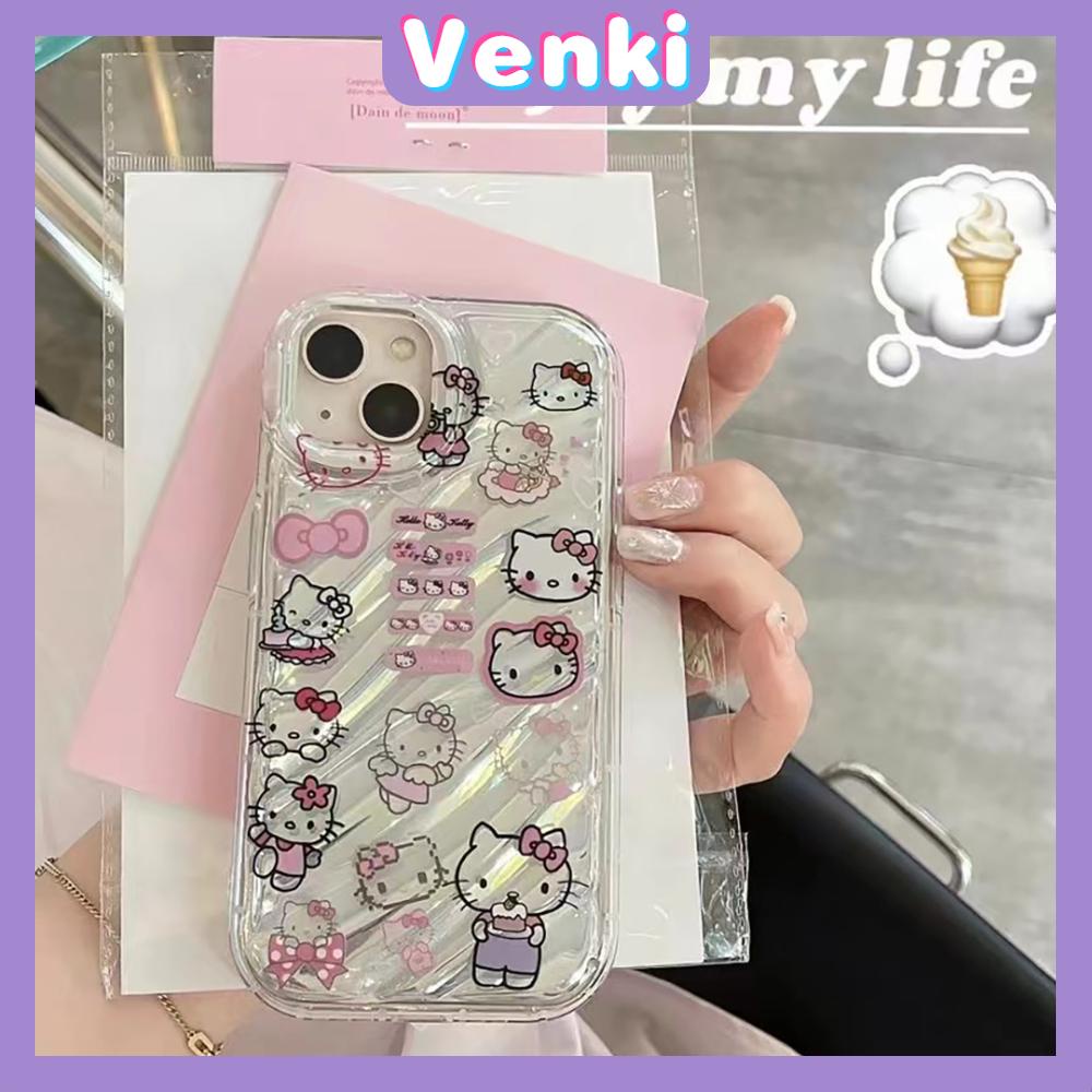 VENKI - iPhone Case untuk iPhone 11 Laser Reflektif Bening Phone Case TPU Soft Shockproof Airbag Case Lucu Kartun Kucing Kompatibel dengan iPhone 14 13 Pro Max 12 Pro Max XR XR 7 8Plus