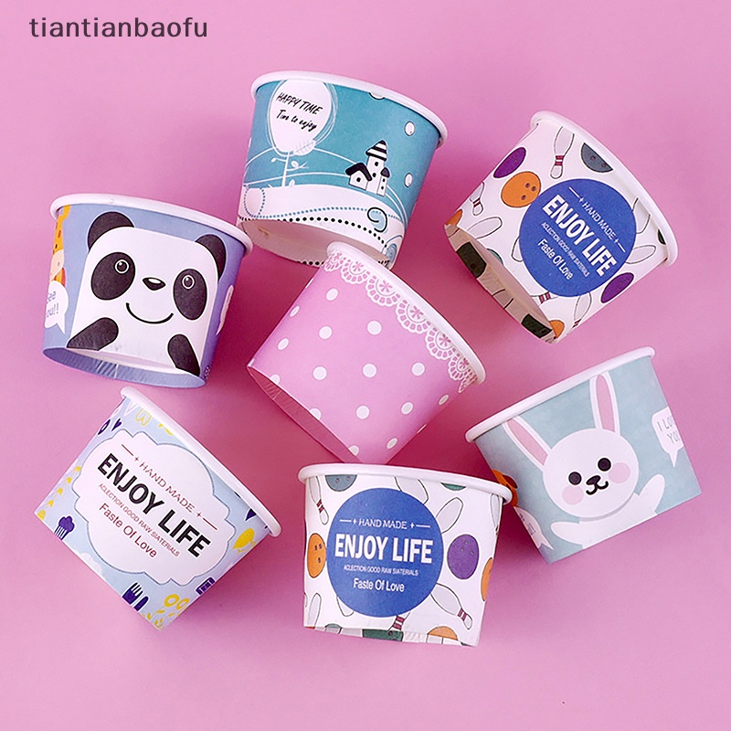 [tiantianbaofu] Gelas Kertas Es Krim Isi 50pak, Mangkok Yogurt Dessert Sundae Sekali Pakai,100ml Butik