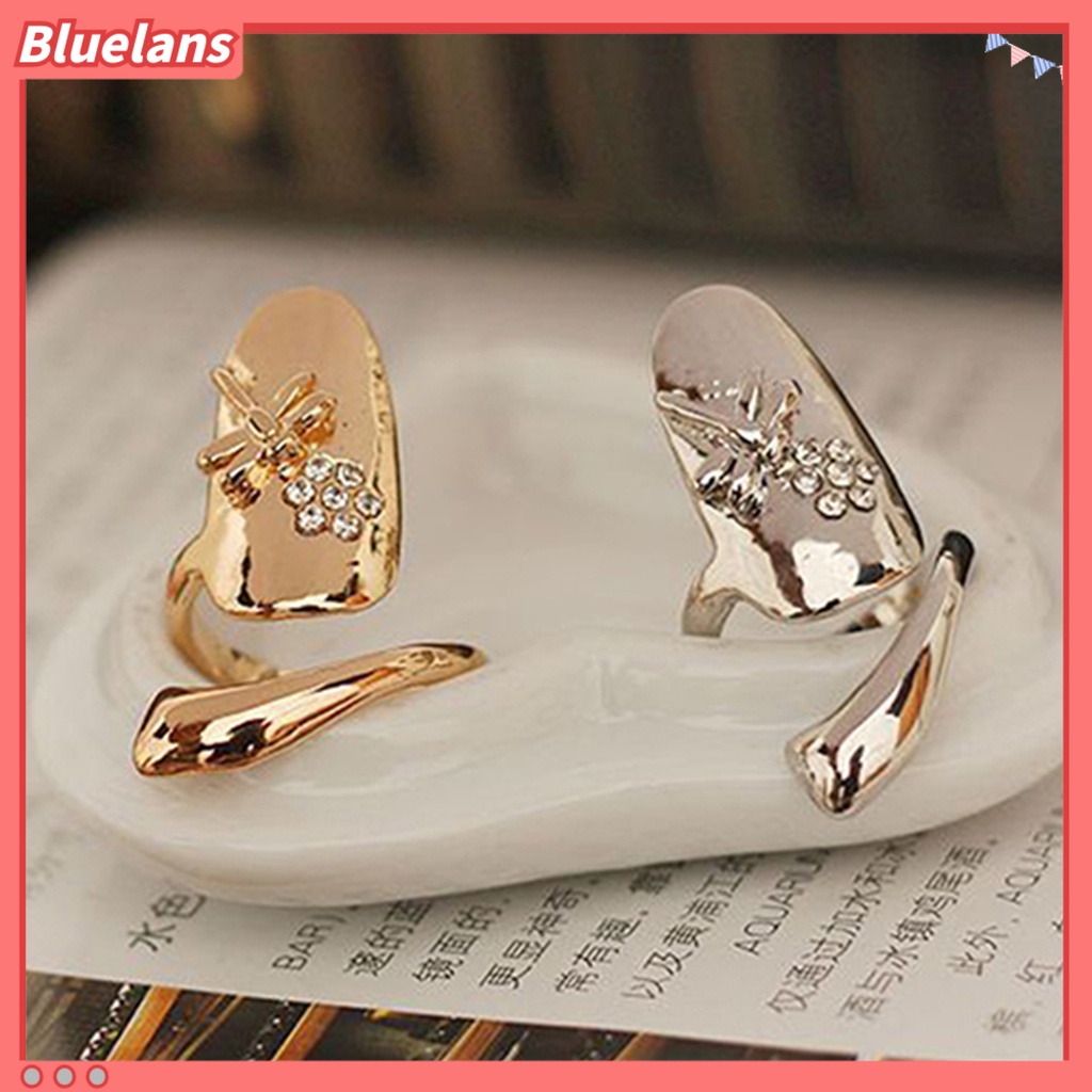 [BLS] 1pc Cincin Kuku Jari Poles Berlian Imitasi Alloy Alloy Finger Nails Ring Untuk Pesta