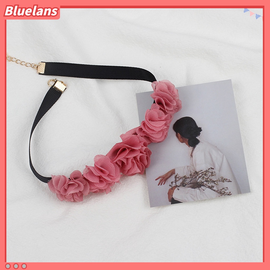 [BLS] Choker Kalung Stretch Gothic Temperamen Adjustable All-match Dekorasi Hadiah Wanita Renda Bunga Mawar Klavikula Rantai Leher Perhiasan Untuk Pacaran