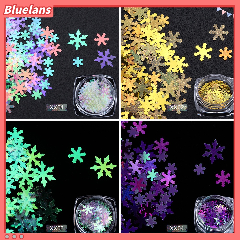[BLM] 1kotak Dekorasi Natal 3D Glitter Snowflake Nail Art Sequin Serpihan Ultra-Tipis