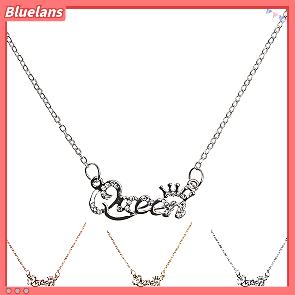 [BLS] Berlian Imitasi Bersinar Menawan Gadis Kalung Mewah Ratu Mahkota Rantai Kalung Perhiasan Aksesoris