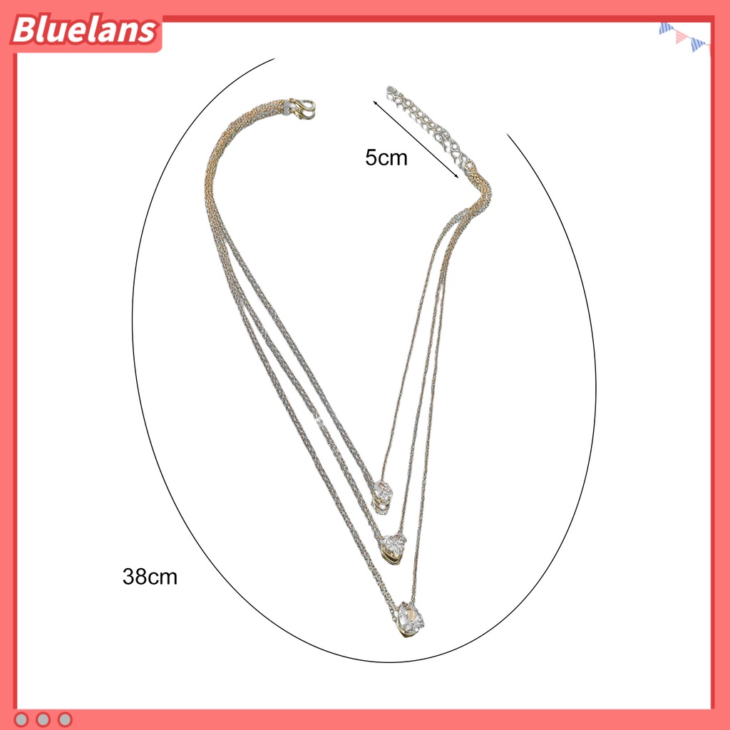 [BLS] Kalung Wanita Hati Perhiasan Berbentuk Tetesan Air Multilayer Kalung Kristal Imitasi Untuk Pesta Perjamuan Pernikahan Prom