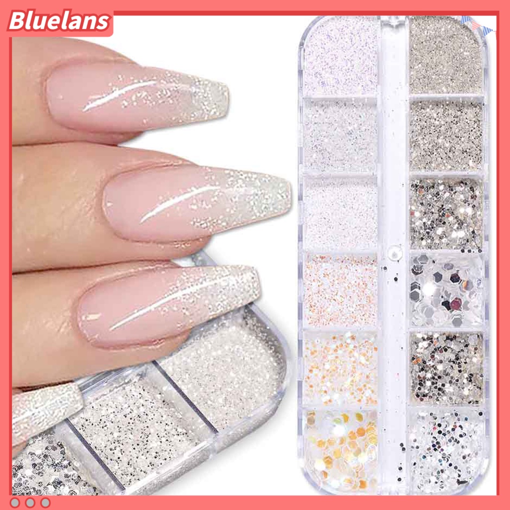 [BLM] 12kisi /Box Manicure Glitter Aman Portabel Permukaan Mengkilap Wine Red Nail Sequin Untuk Pengantin Wanita