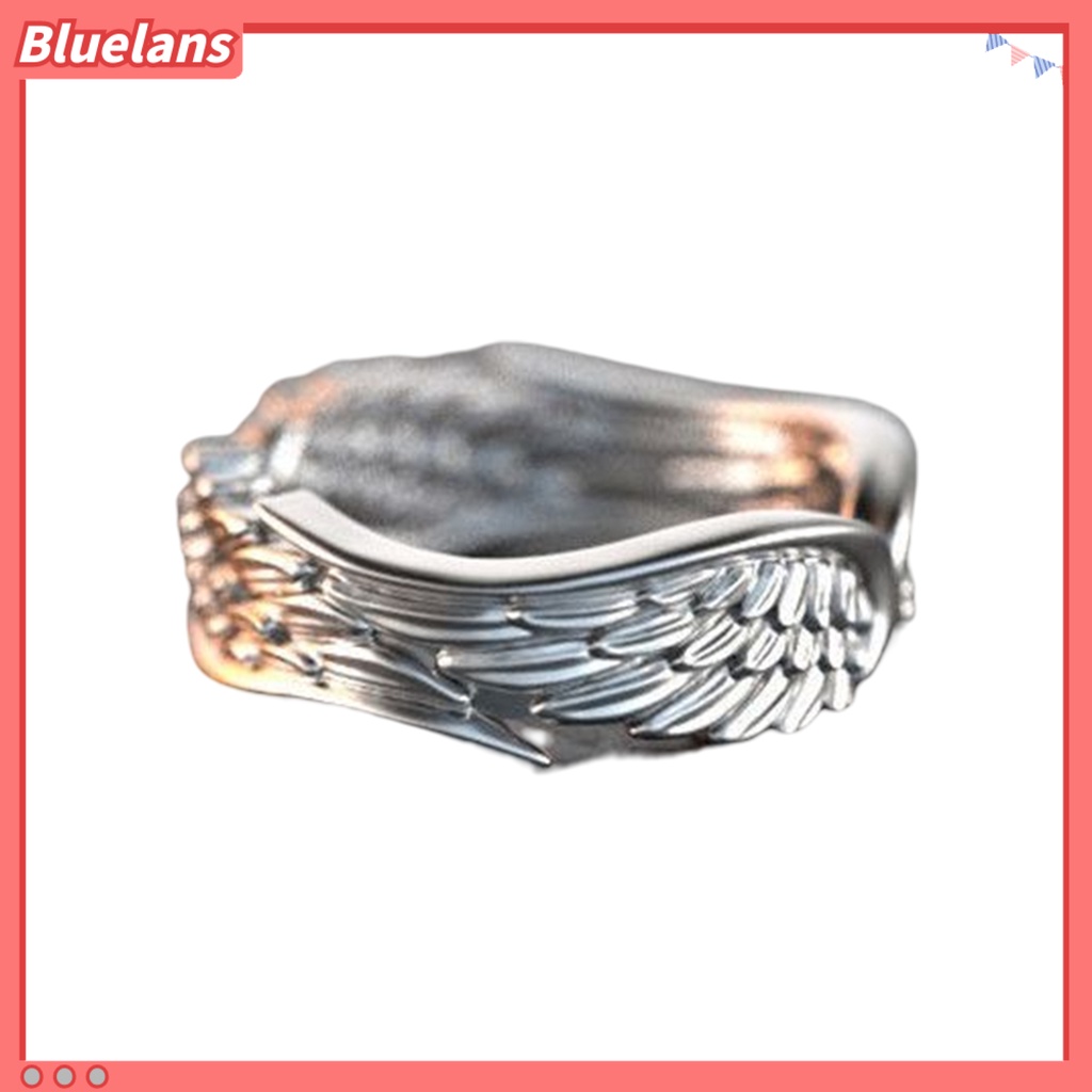 [BLS] Pria Cincin Warna Perak Retro Vintage Dipoles Punk Hadiah Hypoallergenic Sayap Malaikat Jari Cincin Fashion Perhiasan