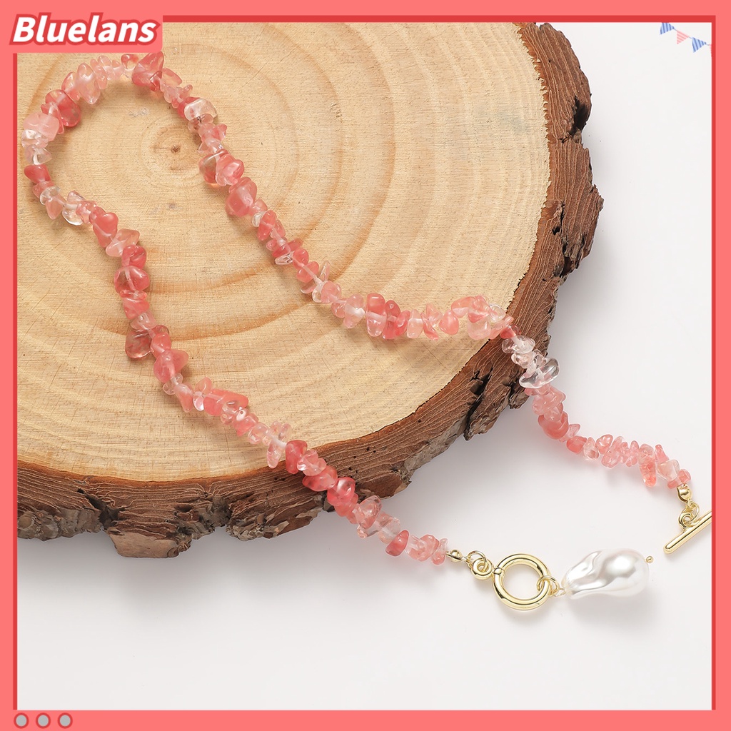 [BLS] Wanita Kalung Tidak Teratur Warna-Warni Batu Alam Manik-Manik Rantai Gaun Elegan Fashion Perhiasan Batu Kalung Mutiara Imitasi Klavikula Rantai Perhiasan Hadiah