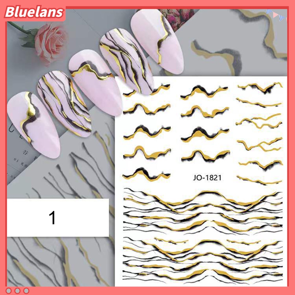 [BLM] Stiker Kuku Indah DIY Ringan Motif Marmer Stiker Kuku Emas Untuk Wanita