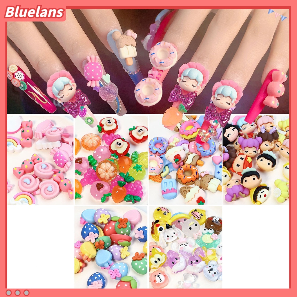 [BLM] 20 Pcs Pesona Kuku Bentuk Indah Tahan Air Resin DIY Nail Art 3D Dekorasi Kartun Manicure Perhiasan Perlengkapan Kuku
