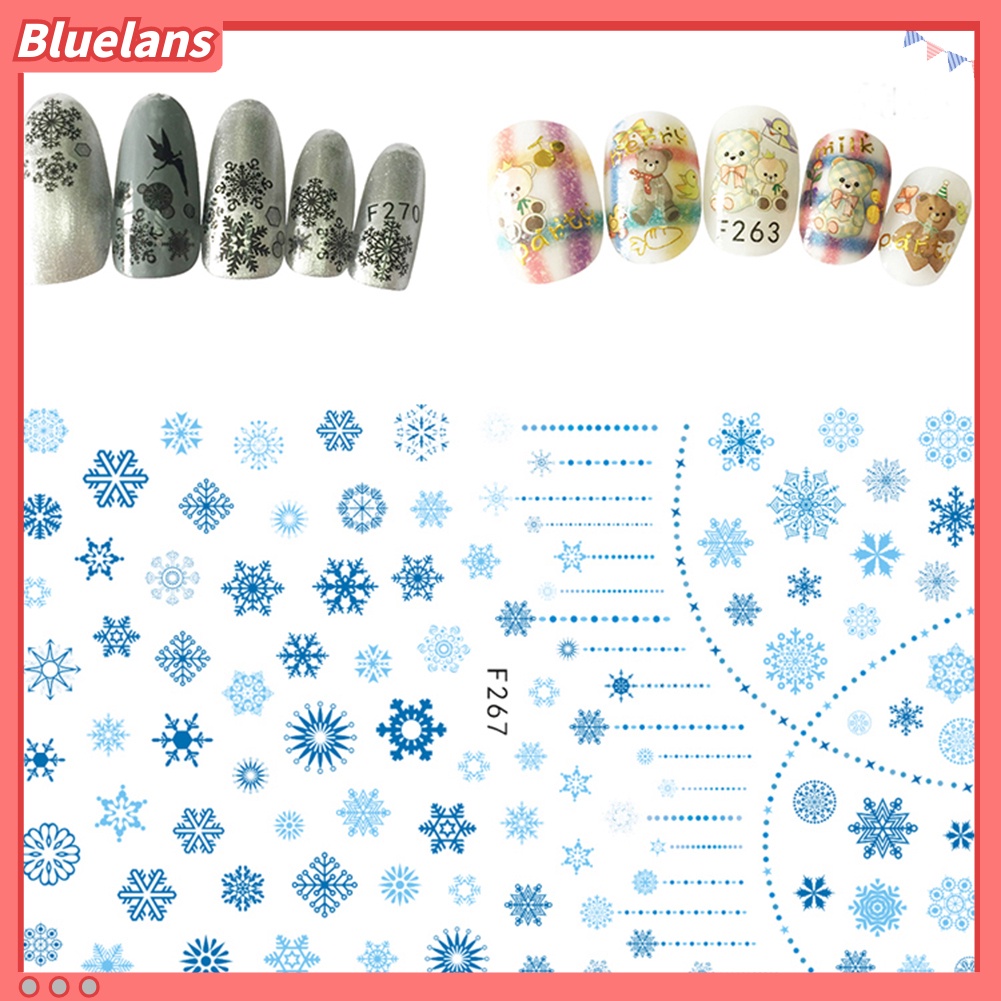 [BLM] 1lembar Snowflake Bunga Decals Nail Art Stiker Tips DIY Manicure Dekorasi