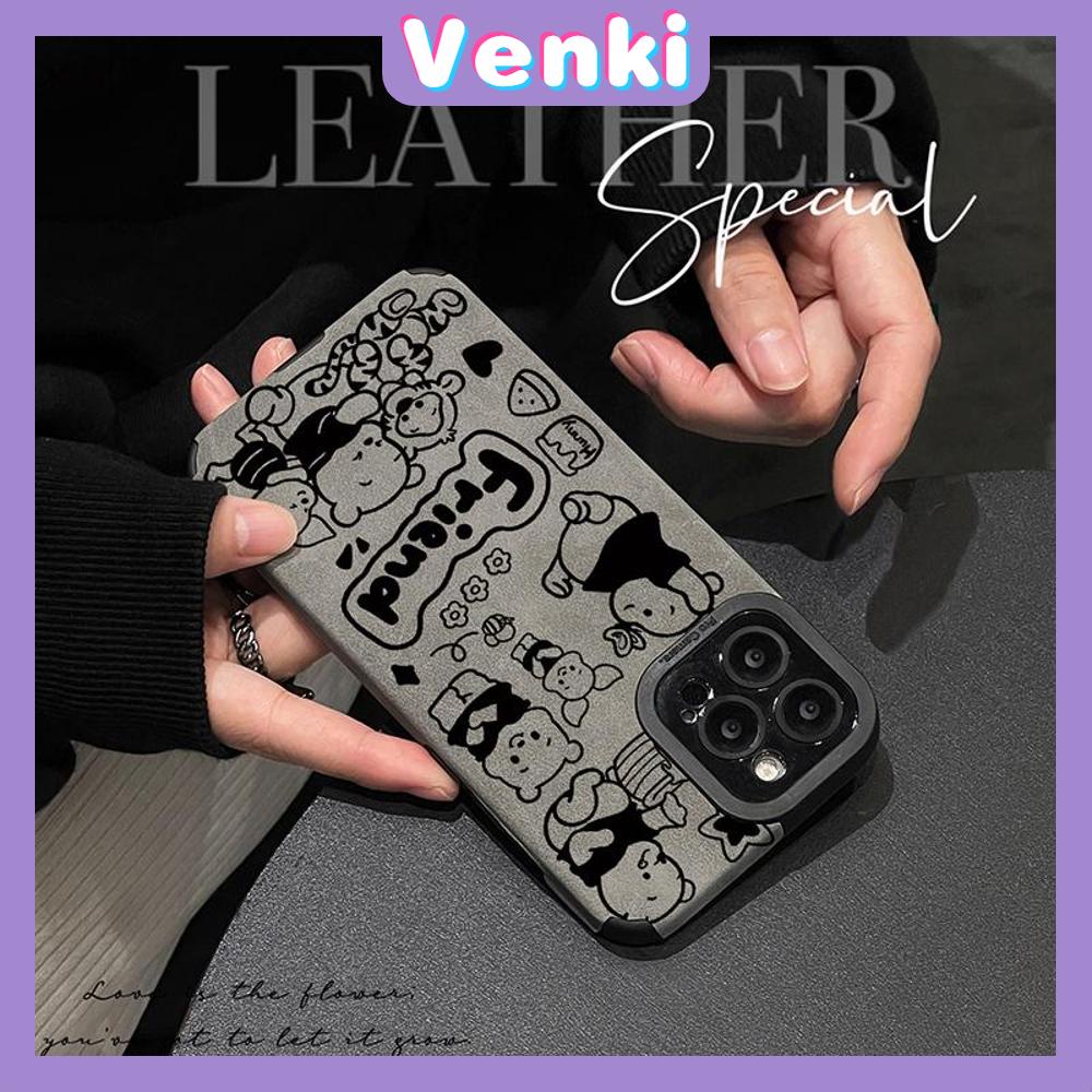 VENKI - Untuk iPhone 11 Case Leather Pupil Suede Case Soft Shockproof Airbag Case Pelindung Kamera Karakter Kartun Lucu Kompatibel dengan iPhone 14 13 Pro max 12 xr xs 7Plus 8Plus