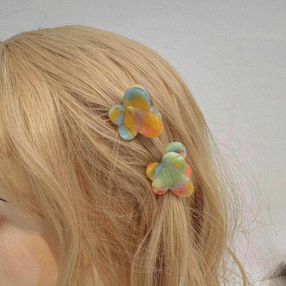 NICKOLAS1 Hiasan Kepala Cakar Rambut Asetat Kecil Bergaya Manis Untuk Anak-Anak Klip Hiu Bunga Gadis Klip Kepiting Ponytail Holder Gaya Korea Small Claw Clip