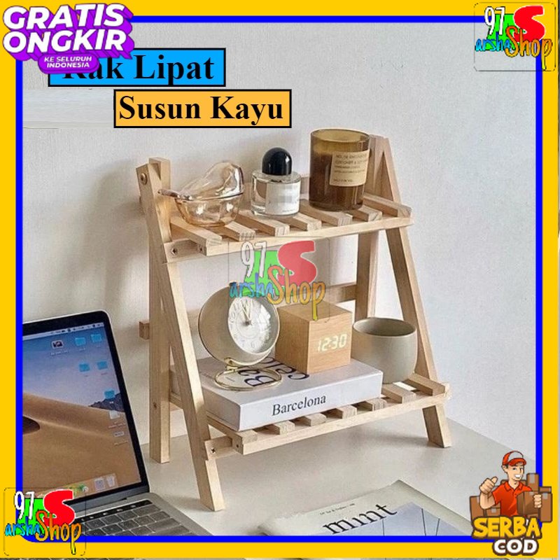 Rak Susun kayu Mini Serbaguna | Rak Meja Rakit Multifungsi