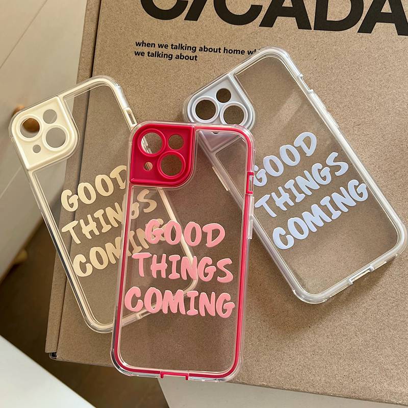 IPHONE Casing TPU Lembut Bahasa Inggris Simple Bagus iP Iphone14+Plus11 12 13 Pro Max 2in1 FTD Girl Woman Casing Apple