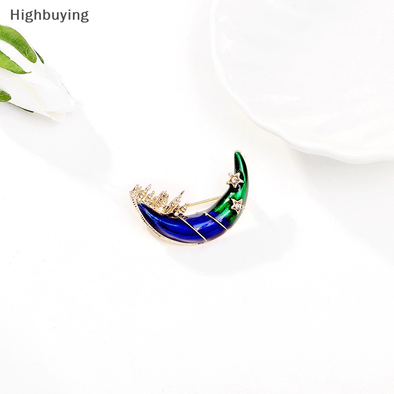 Hbid Pin Bros Kastil Enamel Bulan Fashion Untuk Wanita Perhiasan Mantel Aksesoris Pesta Glory