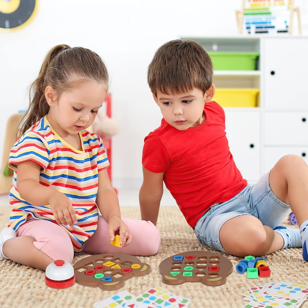 Papan Paud Bermain Bentuk Geometris Warna Senada Puzzle 3d Pendidikan Dini Fun Puzzle Blocks Interaksi Orang Tua-Anak Permainan Pertempuran Mainan Bayi Montessori Logical Toy