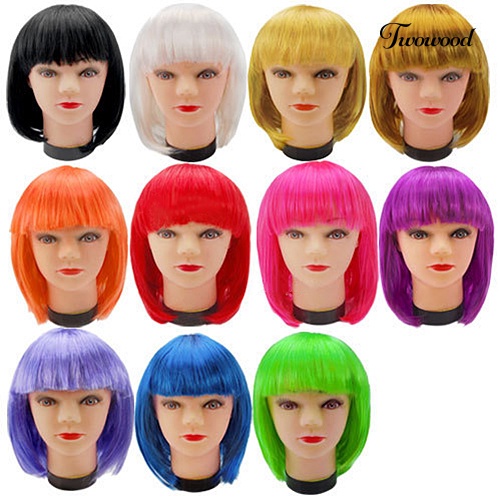 Twowood Fashion Wanita Poni Pendek Bobo Gaya Cosplay Pesta Wig Sopak Periwig