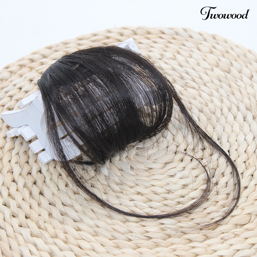 Twowood Wanita Rambut Palsu Klip Air Bangs Wig Full Tipis Rapi Pinggiran Ekstensi Sopak