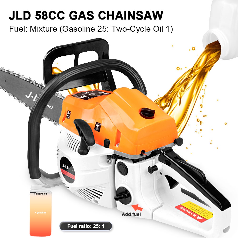 JLD Mesin Potong Kayu 58CC Mesin sinso senso Chainsaw 2Tak 22inch Gergaji Potong Pohon Kayu GERGAJI MESIN POTONG KAYU KUALITAS TERBAIK BY JAPAN TECHNOLOGY